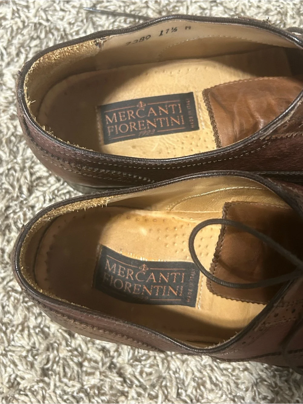 Mercanti Fiorentini Mens 11.Leather Wingtip Dress Shoes #7389  Italy Brown